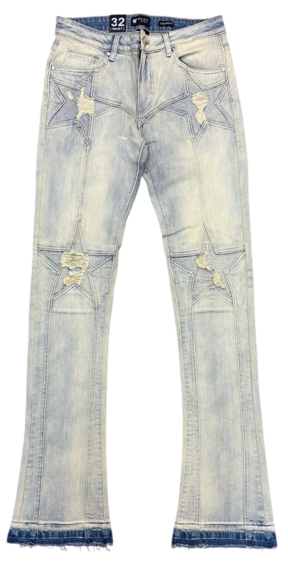 Men's Bleach Wash Stacked Denim
